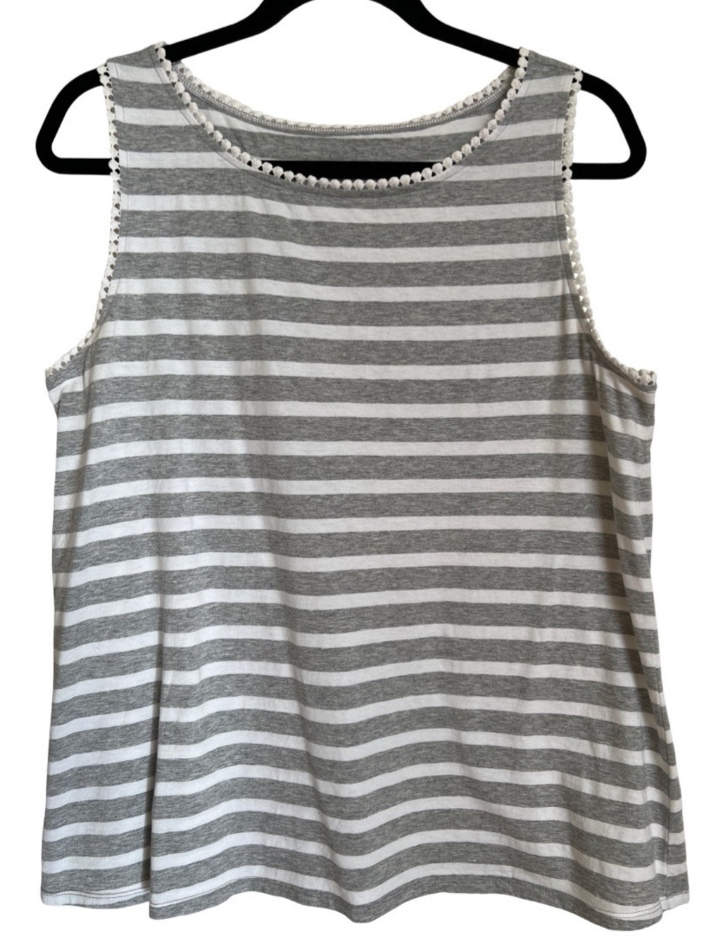 LOFT Outlet Gray & White Striped Tank SZ Large